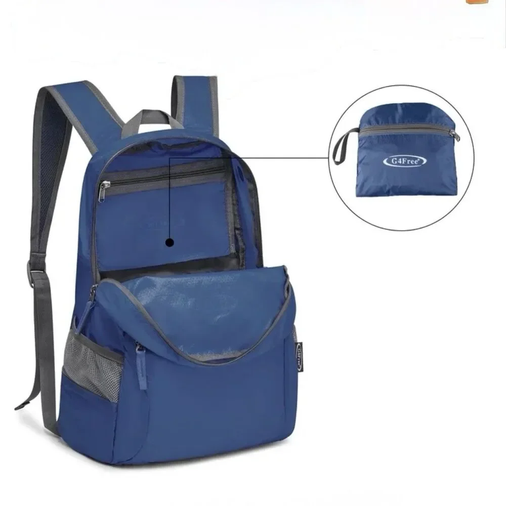 G4FREE Ultra Lightweight Foldable 20L Blue Water Resistant Backpack (B× 4)